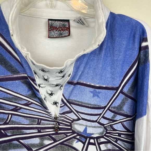 Spyder activewear long sleeve knit-blue web design with 1/4 zip -ladies … - Picture 3 of 14